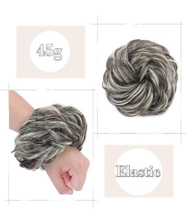Thick Synthetic Hair Bun Extensions - Medium Brown mix Bleach Blonde - 45g | Updo Scrunchies for Women - Buy Online on GoSupps.com