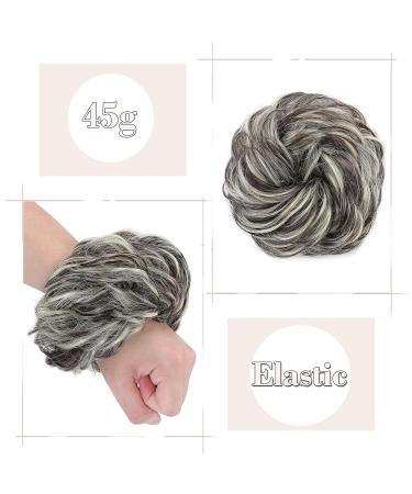 Silk-Co Hair Part with Rubber Band | Wavy Soft Dutt & Thickening Hair Extensions - Medium Brown & Bleach | 45g Messy Bun Updos - Buy Online on GoSupps.com