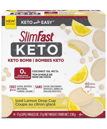 Slim-Fast Keto Bomb Snacks 14x17g Iced Lemon Drop Cups Per Box 238 Grams Ice Lemo Cup 238 Grams & Keto Bomb Snacks 14x17g Chocolate Peanut Butter Cups Per Box 238 Grams Bomb Snacks + Bomb Snacks - Buy Online on GoSupps.com