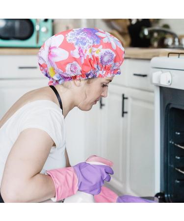 Sophinique Double Layer Waterproof Shower Cap Set - Red | Reusable, Hair Protection, Detangling Brush | for Women and Girls - Buy Online on GoSupps.com