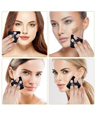 8-Piece Triangle Wedge Soft Velour Powder Puffs Set for Face and Body Makeup - Black - Buy Online on GoSupps.com