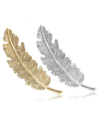 INTVN Hair Clips - Metal Feather Leaf Hair Accessories for Girls & Women | 6-Piece Set - Buy Online on GoSupps.com