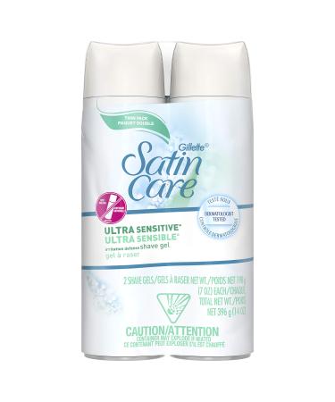 Gillette Satin Care Ultra Sensitive Shave Gel for Women, Pack of 2, 7oz Each, Frangrance Free