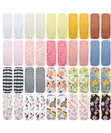 Dizila 40 Pcs/20 Pairs Non Slip Solid Floral Striped Cloth Wrapped Rectangle Snap Hair Clips Bang Barrettes Hair Accessories for Baby Girls Toddlers Kids Teens - Buy Online on GoSupps.com