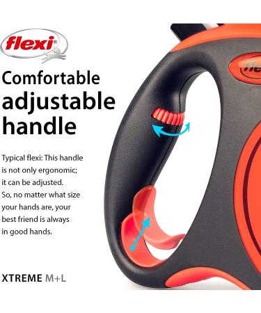 Flexi Xtreme Tape Orange & Black Medium 5m Retractable Dog Leash/Lead for dogs up to 35kgs/77lbs Orange & Black Medium (5m) - Buy Online on GoSupps.com