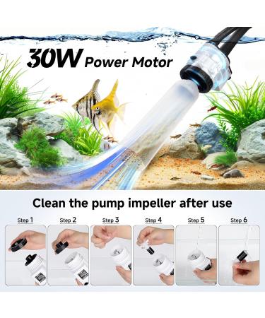 AQQA Fish Tank Cleaner 8-in-1 Electric Aquarium Gravel Vacuum Clean Sewage+Wash Gravel Sand+Suction Stool+Filter+Water Changer+Water+Water Circulation+Dissolved Oxygen for Turtle Fish Tank 30W/480GPH - Buy Online on GoSupps.com