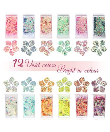 Eleanore's Diary Glow in The Dark Chunky Glitter Set - 12 Colors for Makeup, Resin, Nail Art, Body, Face & Party Decor - Buy Online on GoSupps.com