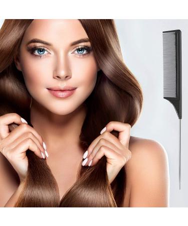 2 Pack Tail Comb Carbon Fiber Stainless Steel Pintail and Heat Resistant Rat Teasing Comb for Daughter Women Black - Buy Online on GoSupps.com