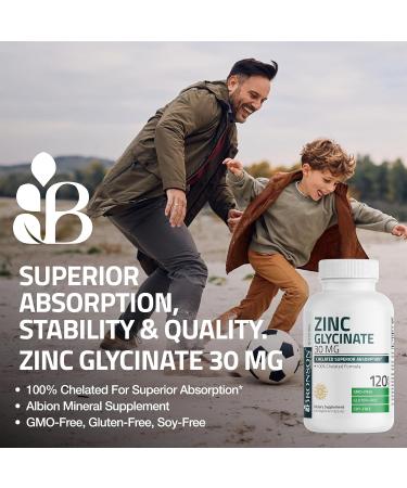 Bronson Zinc Glycinate 30mg Chelated Superior Absorption 100% Chelated Formula Non-GMO 120 Vegetarian Capsules 120 Count (Pack of 1) - Buy Online on GoSupps.com