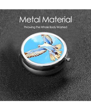 Seagulls in Flight Round Pill Box - 3 Compartment Travel Organizer for Meds & Supplements - Buy Online on GoSupps.com