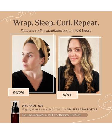 BHDgoods Heatless Curling Set - Overnight Curlers Velour Headband for Long Hair | Non-Heated Lazy Hair Curler Kit with Airless Spritz Bottle - 5 Piece Set in Caramel - Buy Online on GoSupps.com