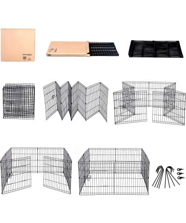 Dog Exercise Pen 8-Panel 24 Inch - Metal Wire Puppy Playpen for Outdoor Yard - Foldable Pet Playpen with Door - Buy Online on GoSupps.com