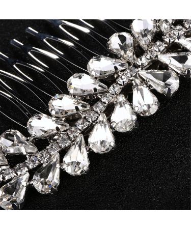 Bridal Wedding Hair Comb Bridal Headdress Hair Plug Comb Wedding Hair Rhinestone Hair Comb for Women and Girls 11x5.5cm Silver - Buy Online on GoSupps.com