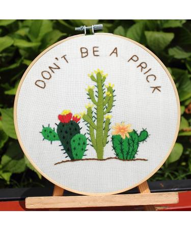 BERYA Embroidery Kit with Hoop, Color Threads, Scissors - Cactus Green | Beginners' Handmade Needlepoint Kit for Adults & Kids - Buy Online on GoSupps.com