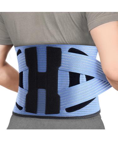 NEENCA Back Support Brace Adjustable Lumbar Support for Pain Relief of Back/Lumbar/Waist Waist Wrap with Spring Stabilizers for Injury Herniated Disc Sciatica Scoliosis and more - FSA/HSA APPROVED Black-blue Large