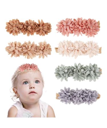 WUISOLQP Baby Headband 6 PCs Soft Stretchy Flower Hairbands for Babies Child Floral Elastic Hair Band for Kid Toddler Infant as Party Birthday Wedding Photography Hair Accessories