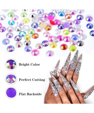 2000pcs Flat Back Rhinestones 5 Mixed Sizes Round Resin AB Rhinestones - Dark Amethyst AB for Nail Art & DIY Crafts | Blinginbox - Buy Online on GoSupps.com