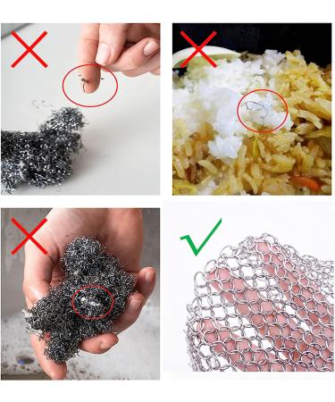 Premium 316L Stainless Steel Chainmail Scrubber for Cast Iron Pans - 4x4 inch - Ideal for Skillets, Woks, Pots, Pans, and Glassware - Buy Online on GoSupps.com