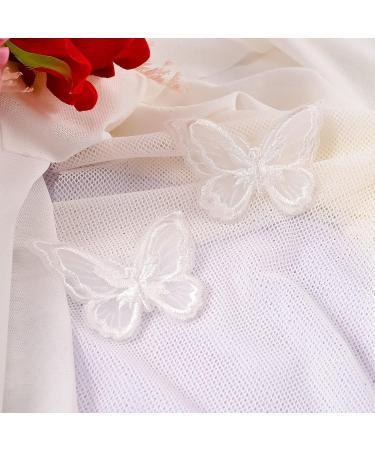 12 Pcs Double Layer Butterfly Lace Trim Embroidered Patches - White Organza Fabric for DIY Crafts and Wedding Decor - Buy Online on GoSupps.com