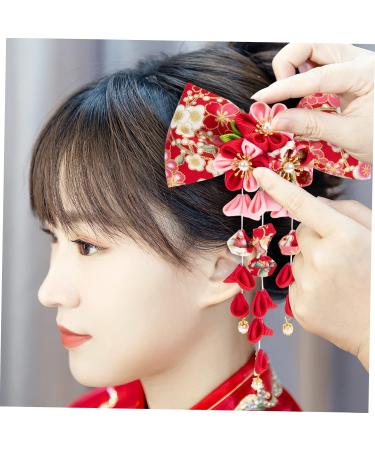 Amosfun Japanese Style Hairpin Hairbands for Womens Hair Flower Hair Clip Kanzashi Hair Barrettes Hair Pin Girls Barrettes for Hair Japanese-style Headdress Clothing Alloy Miss Kimono 16x12cm Red - Buy Online on GoSupps.com