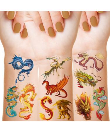 288 Pieces 18 Sheets Dragon Temporary Dragon Stickers Dragon for Kids Dragon Party Favor Supplies Decor