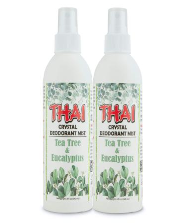 Thai Deodorant Stone Crystal Mist Natural Deodorant Spray 8 oz. Bundle (Tea Tree & Eucalyptus)