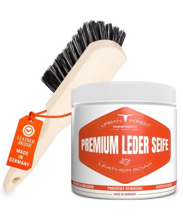 Leather soap leather cleaner incl. Brush from Germany - leather care for leather cleaning of leather products leather cleaner as a saddle soap upholstered cleaner - savings set from Urban Forest 500ml Sparset Leder soap + brush