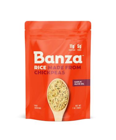 Banza Chickpea Rice, High Protein Low Carb Healthy Rice, Gluten-Free and Vegan, 8oz Bag (Pack of 6) (Garlic Olive Oil)