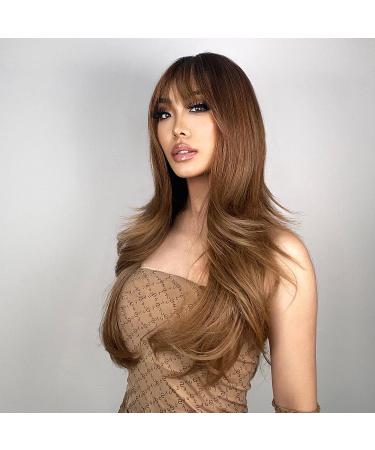 Nayasa Light Brown Wig for Women with Bangs | 24 Ombre Brown Synthetic Wig for Daily & Party Use - Buy Online on GoSupps.com