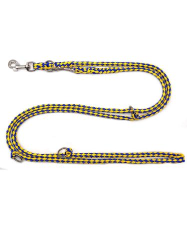 Dog leash double leash training leash for medium dogs up to 45 kg over 39 colors very stable (3.50 m Rems) 3.50 m blue-yellow