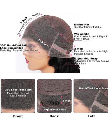 ALIPOP 360 Lace Front Human Hair Wig for Black Women - 16 Inch Brazilian Straight Glueless Wig with 150% Density 360 Lace Frontal, Pre Plucked with Baby Hair - ST - Buy Online on GoSupps.com
