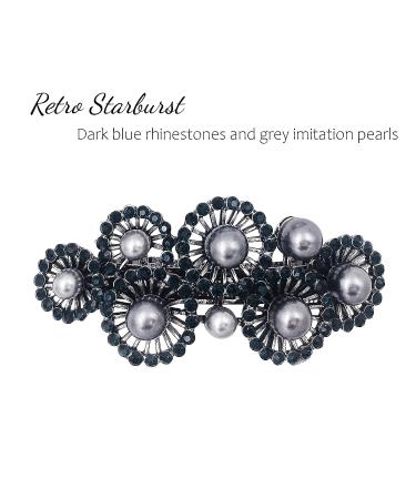 Vintage Silver French Barrette Set with Rhinestone & Pearl Detail - 4PCS Hair Clip Accessories for Women - Buy Online on GoSupps.com