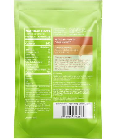 Oath Nutrition Clear Whey Isolate Protein Powder Caramel Apple 20g Complete Protein per Serving No Added Sugar Grass-Fed Single Serving (6 Count) - Buy Online on GoSupps.com