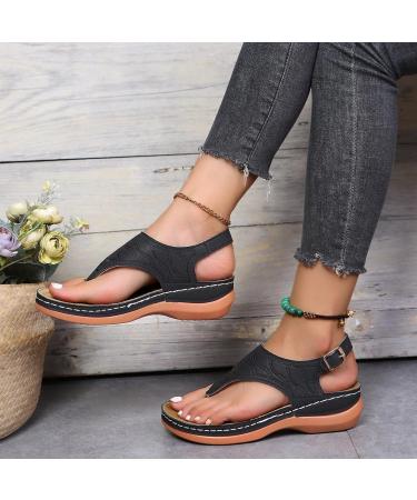 Dimleen Orthopedic Sandals - Women's Arch Support Flat Sandals - Black, Size 8.5 - Buy Online on GoSupps.com