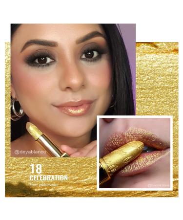 Oulac Gold Metallic Lipstick Gloss - Shimmering Moisturizing Vegan & Cruelty-Free (4.3g) - Buy Online on GoSupps.com
