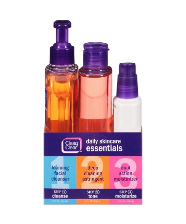 Clean & Clear Daily Acne Skincare Essentials Set with Foaming Facial Cleanser  Deep Cleaning Astringent & Dual Action Moisturizer  Oil-Free  3 items 3 Piece Set - Buy Online on GoSupps.com