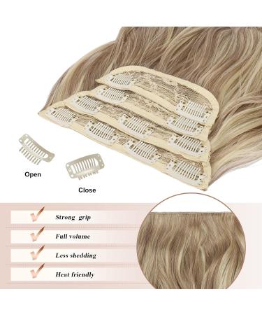 Feshfen Clip-In Hair Extensions - 4PC Synthetic Wavy Extensions Caramel Brown & Beige Blonde 50 cm for Women - Buy Online on GoSupps.com