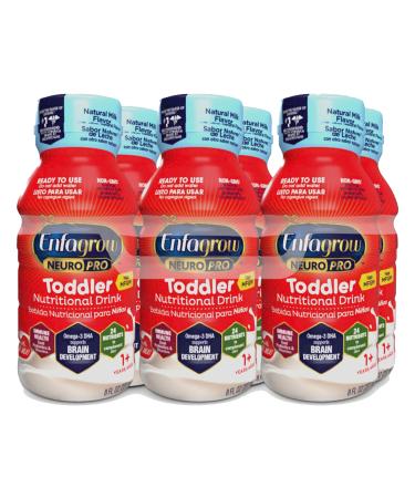 Enfagrow NeuroPro Toddler Nutritional Drink 8 fl. oz. Ready to Use (6 Bottles) Prebiotics for Immune Support, DHA for Brain Development, Iron, Non-GMO, Natural Milk Flavor (Toddler Next Step) Enfamil