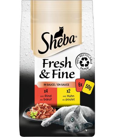 Sheba Fresh & Fine Wet Cat Food - Beef & Chicken in Sauce - High-Quality 36 x 50g Portions - Perfect for Daily Variety - International Shipping - Buy Online on GoSupps.com