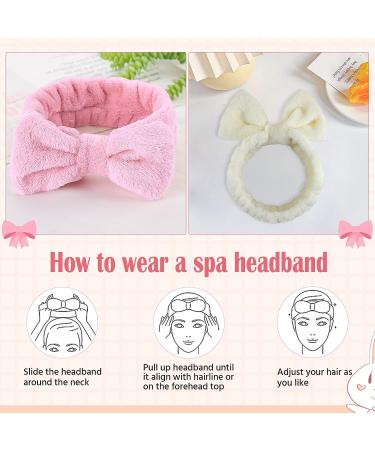 Soft Coral Fleece Spa Headband for Women and Girls - Facial Makeup, Shower, Skin Care - Bow Hairband for Slumber Party Supplies - Buy Online on GoSupps.com