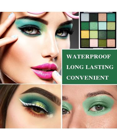 16-Color Green Eyeshadow Palette | Shimmer & Matte | Long-Wear, Waterproof & Highly Pigmented | Professional Eye Makeup Palette - Buy Online on GoSupps.com
