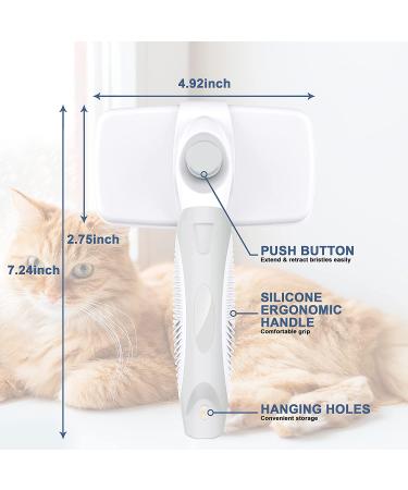Crala Self Cleaning Slicker Brush- Pet Grooming Shedding Tool for Short & Long Haired Dogs & Cats- Removes Loose Undercoat, Mats & Tangles- White - Buy Online on GoSupps.com