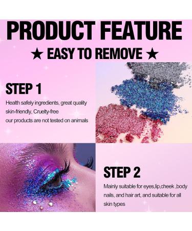 Rechoo 15 Color Glitter Eyeshadow Palette | Sparkling & Shimmering Makeup for Festivals | Colorful Sequins & Chunky Glitter Gel - Buy Online on GoSupps.com