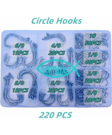 220-Piece Fishing Hooks Set | 2X Strong Circle Hooks for Freshwater & Saltwater Fishing | Offset Octopus Catfish Hooks in Multiple Sizes | BLACK Finish - Buy Online on GoSupps.com