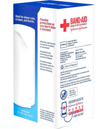 Band-Aid Brand Rolled Gauze 3 Inches x 2.5 Yards - First Aid Product, Pack of 1 - Buy Online on GoSupps.com