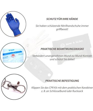 mantuuu CPR Ventilation Mask Set of 2 | Essential First Aid Kit with Disposable Gloves & Key Ring Carabiner - International Shipping Available - Buy Online on GoSupps.com