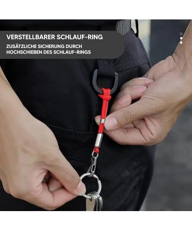 Buy Durable Nylon & Stainless Steel Materium Key Rings with Mini Carabiner | 3-Pack Red Keychains for Lanyards & Paracord - Buy Online on GoSupps.com