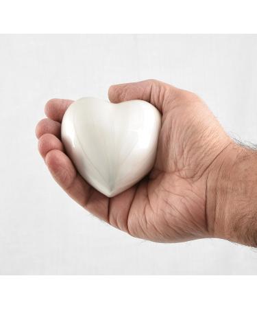 Small Keepsake Heart Cremation Urn For Ashes With New Improved Lid Mini Heart Memorial Urn With Box & Stand (Pearl White Aluminium) M Pearl White With Box & Stand - Buy Online on GoSupps.com