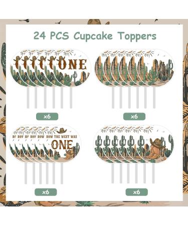 Sursurprise Western 1st Birthday Party Decorations 24PCS How The West Was One Cupcake Toppers My 1st Rodeo Decorations Cowboy West Mexican Cactus First Birthday Party Supplies - Buy Online on GoSupps.com