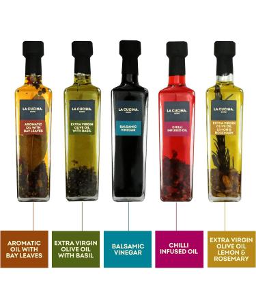 Kimm & Miller Luxury Infused Olive Oil Gift Set - 5 Cooking Oils and Balsamic Vinegar - Italian Cooking Gifts for Men & Women - Buy Online on GoSupps.com